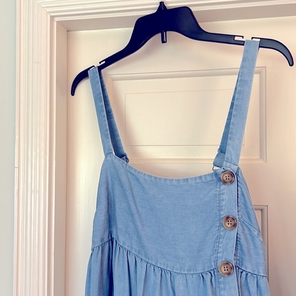 Denim Dress Adjustable Straps Size Medium EUC Button Detailing Cowgirl Up - Picture 2 of 13
